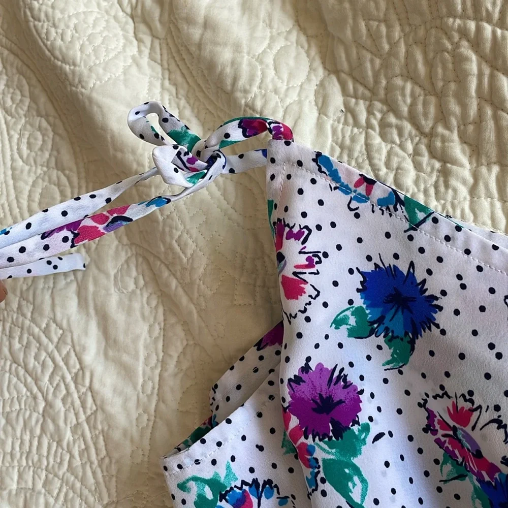 Floral polka dot silky romper medium - Picture 3 of 6